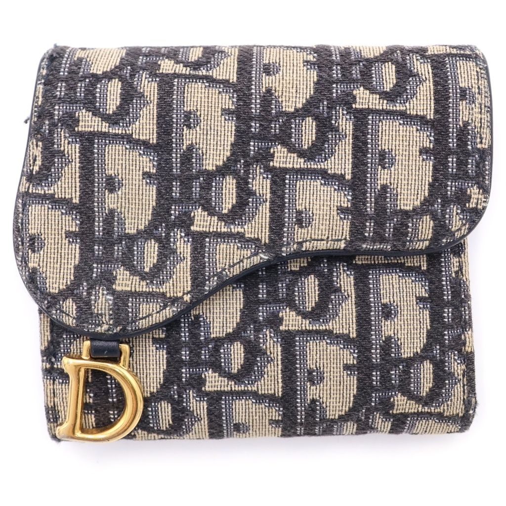 Dior Saddle Lotus Oblique Compact Wallet Beige