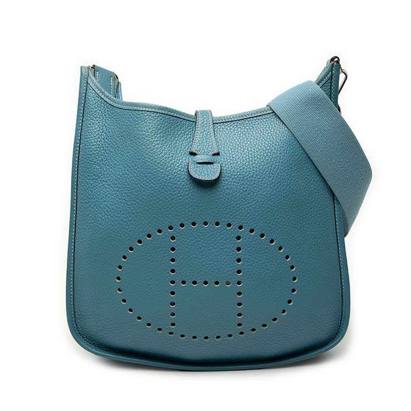 Hermes Evelyne 2 Shoulder Bag Blue Jean Taurillon Clemence