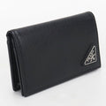 Prada Card Case Saffiano Triangle Business Holder Calf