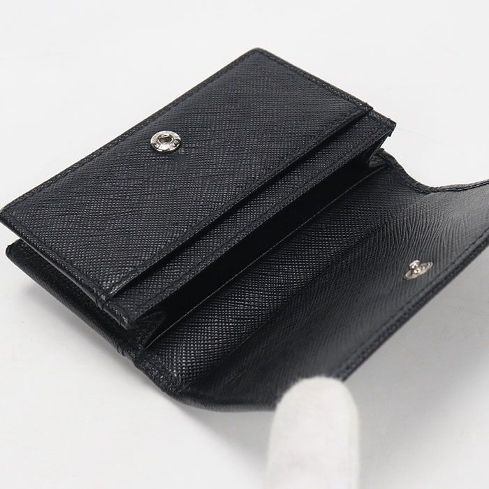 Prada Card Case Saffiano Triangle Business Holder Calf — view 3