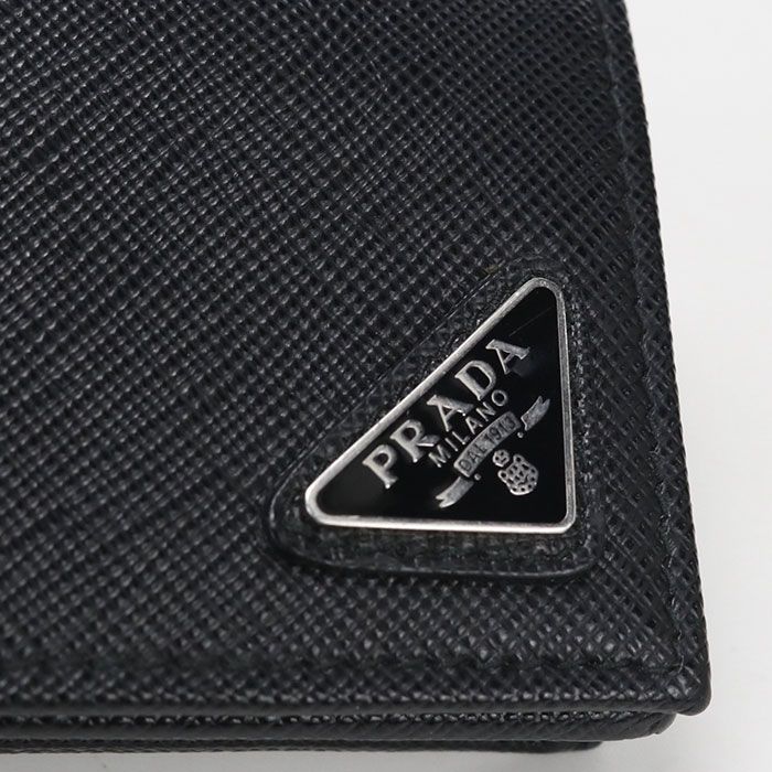 Prada Card Case Saffiano Triangle Business Holder Calf — view 5