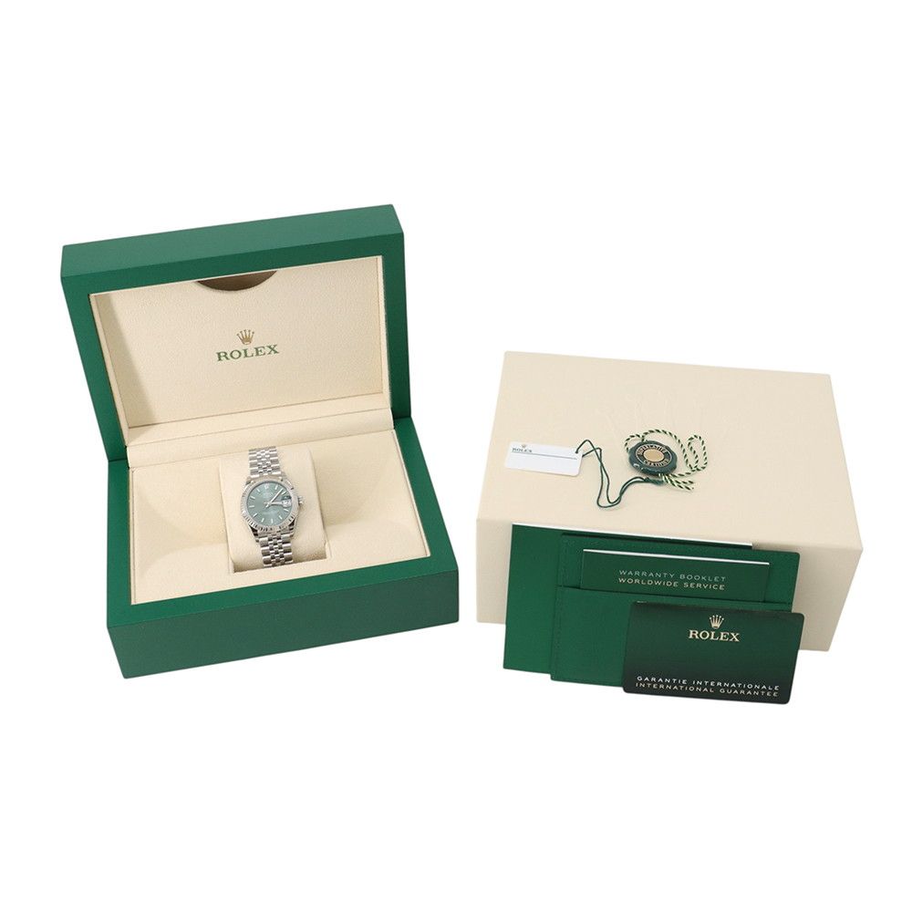 Rolex Datejust 31 SS 18k White Gold Roulette Watch Mint Green Dial — view 8