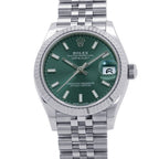 Rolex Datejust 31 SS 18k White Gold Roulette Watch Mint Green Dial