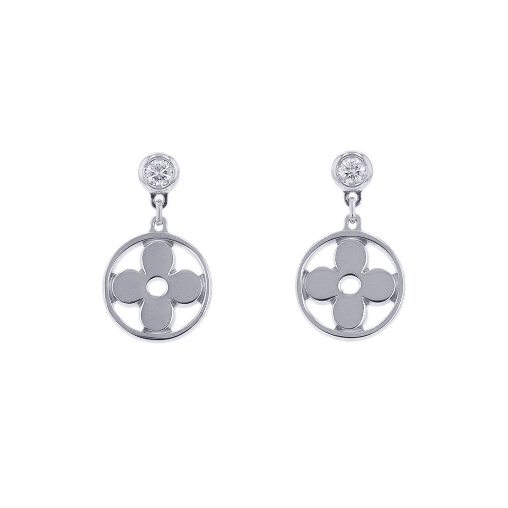 Louis Vuitton Earrings Monogram Idylle Diamond Total 18k White Goldh and White