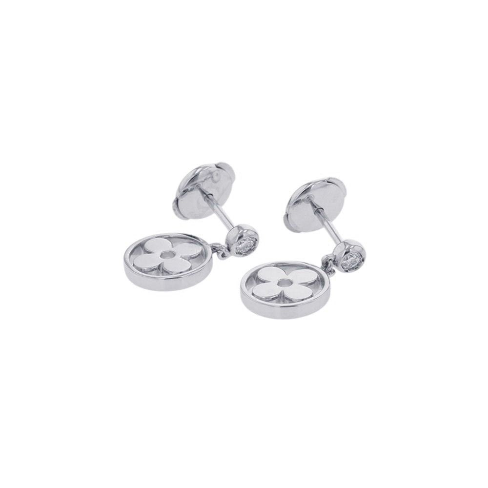 Louis Vuitton Earrings Monogram Idylle Diamond Total 18k White Goldh and White — view 2