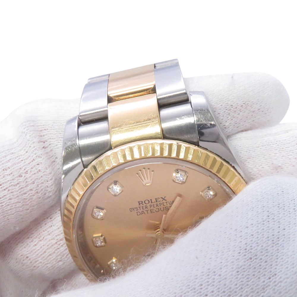 Rolex Datejust SS 18k Yellow Gold Diamond Watch Champagne Dial Oman Hanjar — view 4