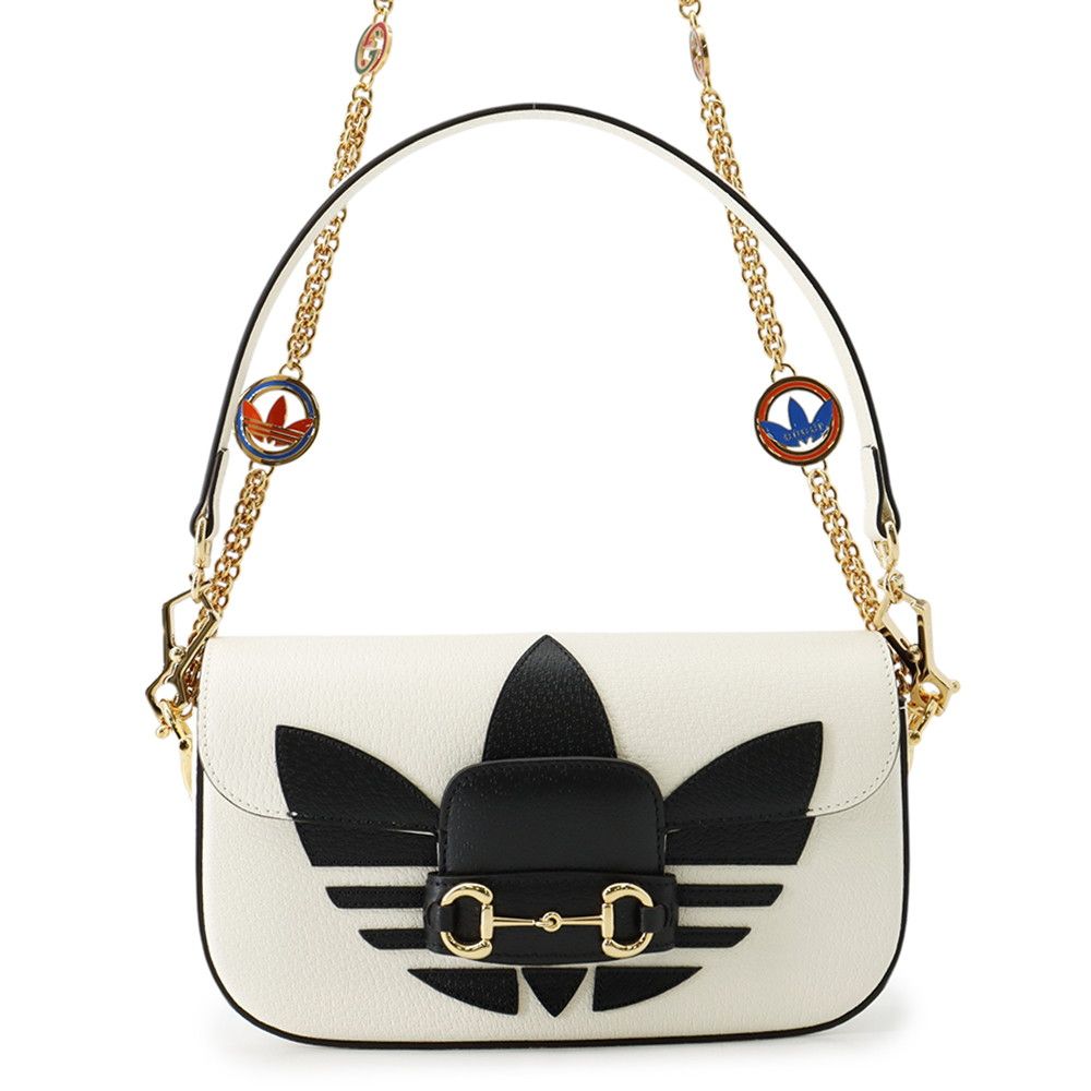 Gucci Chain Shoulder Bag Adidas Collaboration Horsebit Small 2-Way White