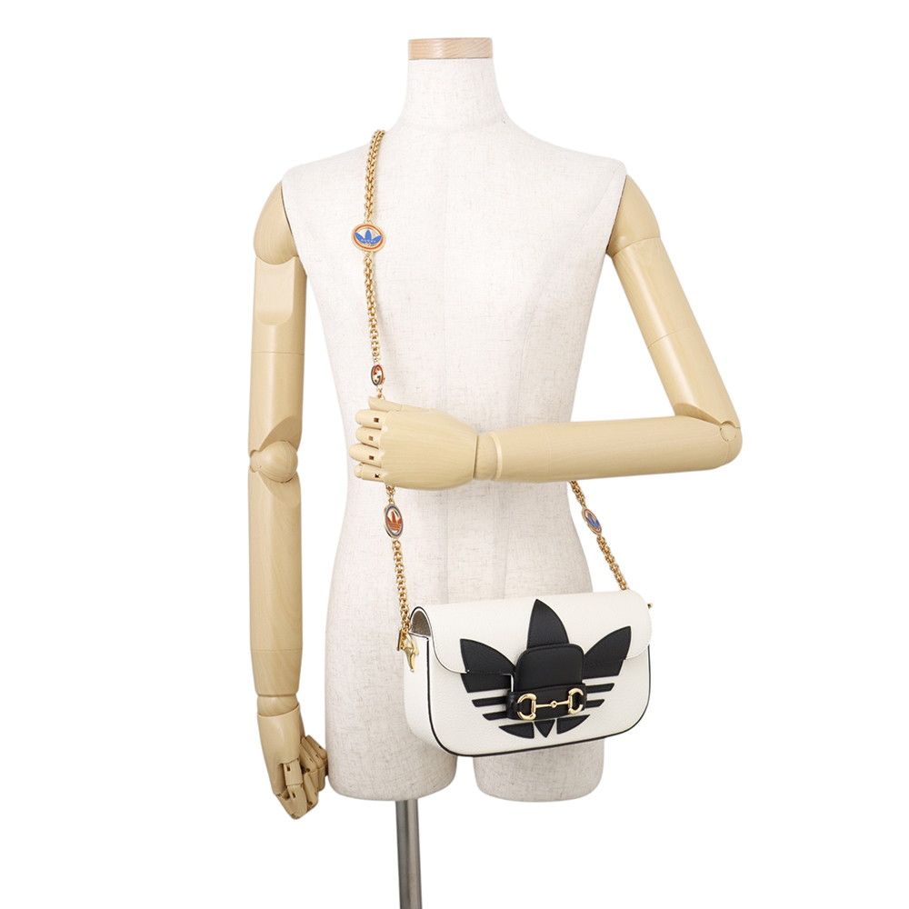 Gucci Chain Shoulder Bag Adidas Collaboration Horsebit Small 2-Way White — view 5