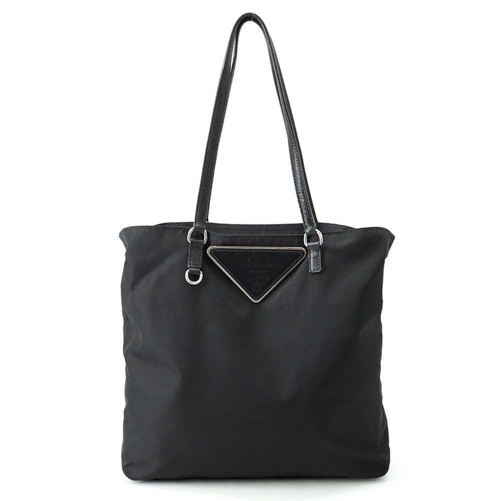 Prada Tote Triangle Logo Nylon Black