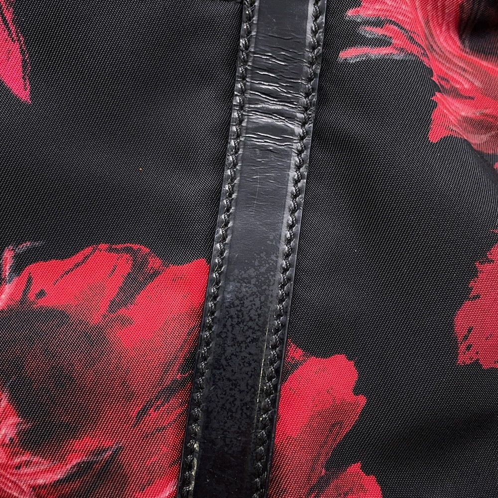 Prada Handbag Flower Motif Nylon 2-Way Shoulder Black — view 9