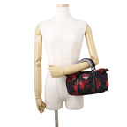 Prada Handbag Flower Motif Nylon 2-Way Shoulder Black — view 4
