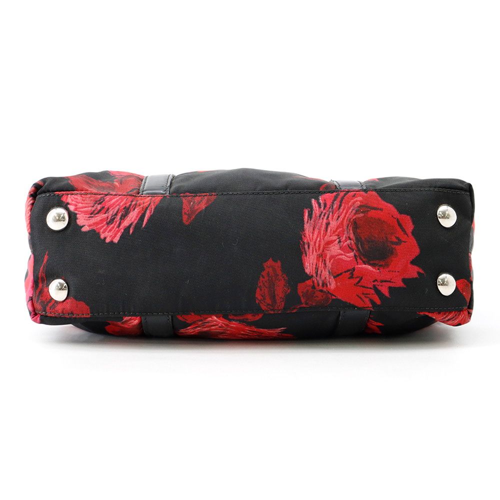 Prada Handbag Flower Motif Nylon 2-Way Shoulder Black — view 3