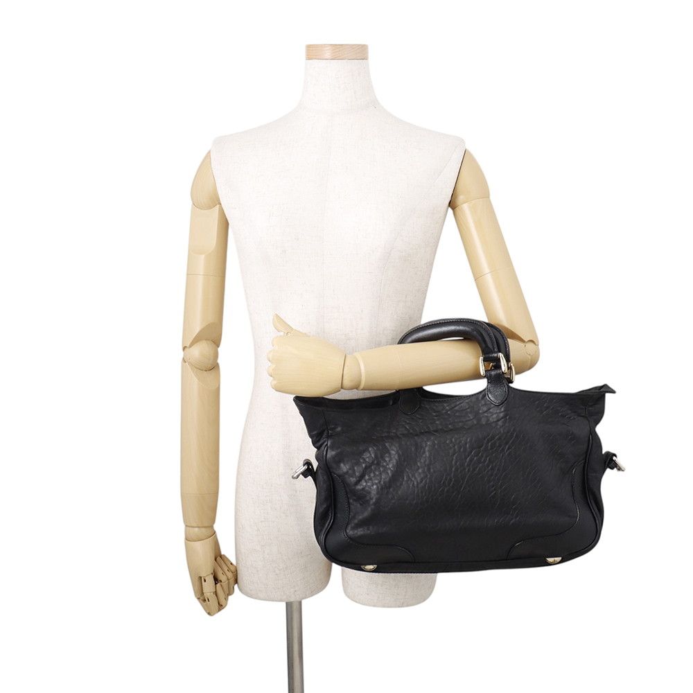 Fendi Leather 2-Way Shoulder Bag Black — view 4