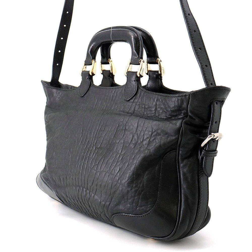 Fendi Leather 2-Way Shoulder Bag Black — view 2