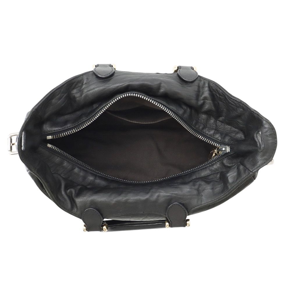 Fendi Leather 2-Way Shoulder Bag Black — view 6