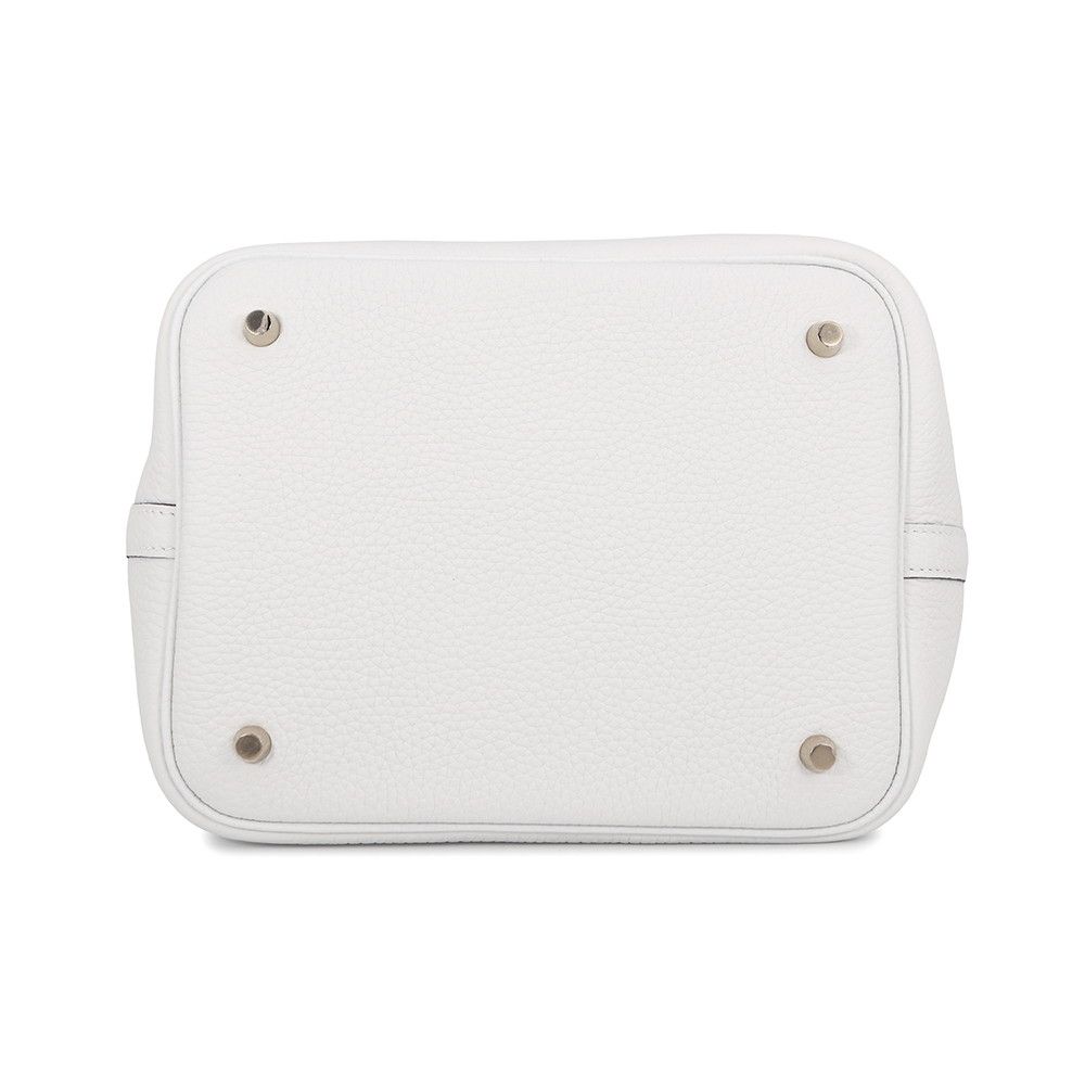 Hermes Handbag Picotin Lock MM New White Gold Taurillon Clemence Tote — view 3