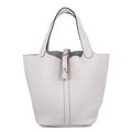 Hermes Handbag Picotin Lock MM New White Gold Taurillon Clemence Tote