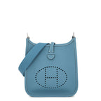 Hermes Shoulder Bag Evelyne TPM 111 cm New Blue Jean Silver Taurillon Clemence