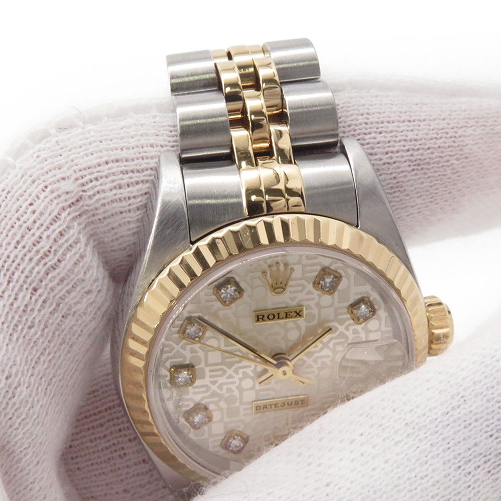 Rolex Datejust SS 18k Yellow Gold Diamond P Number Watch Silver Dial Computer — view 4