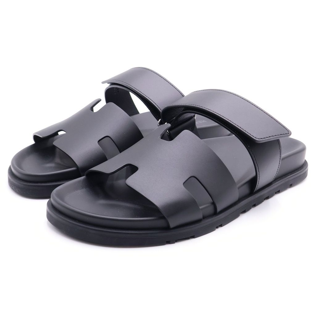 Hermes Chypre Sandals Calf Leather Black — view 2