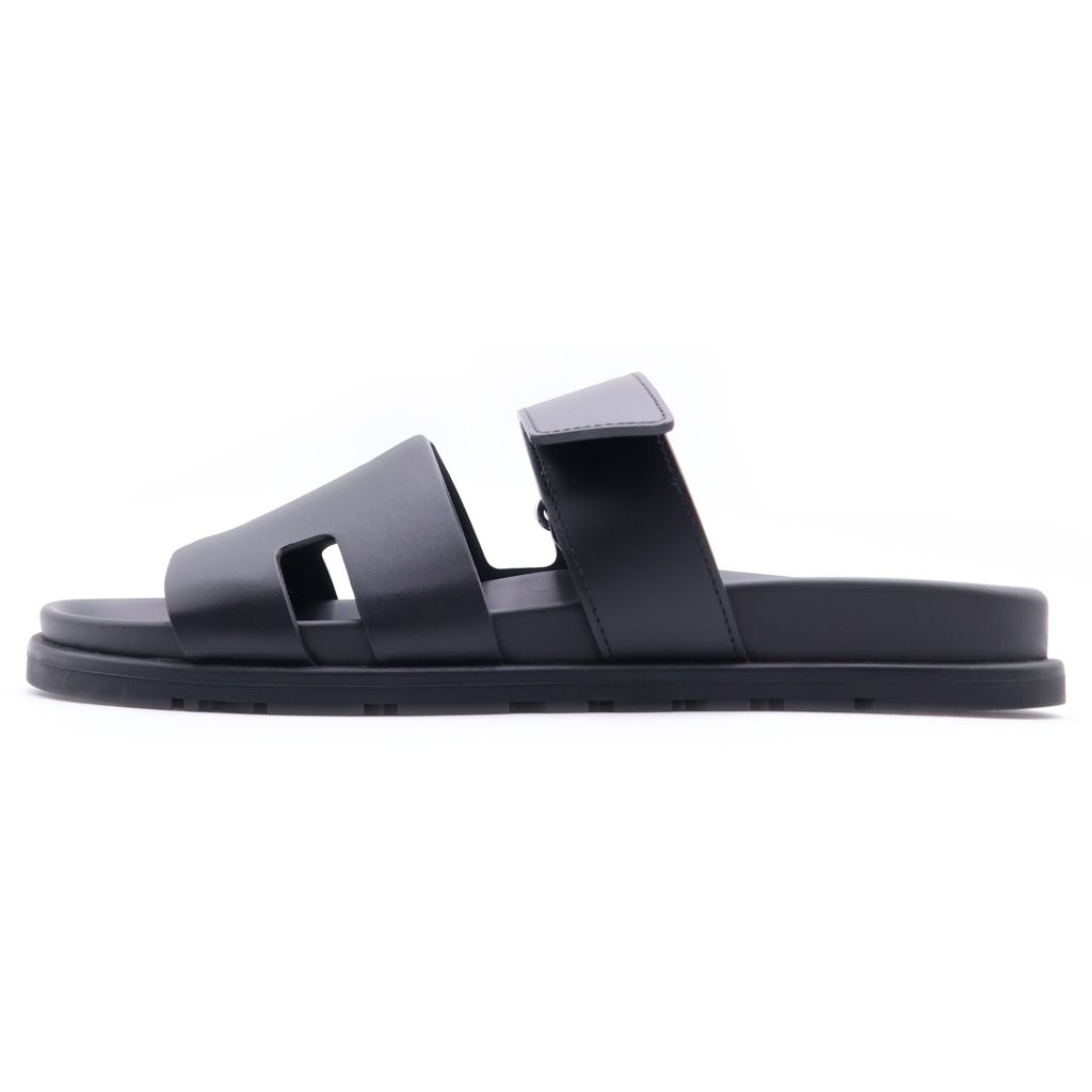 Hermes Chypre Sandals Calf Leather Black
