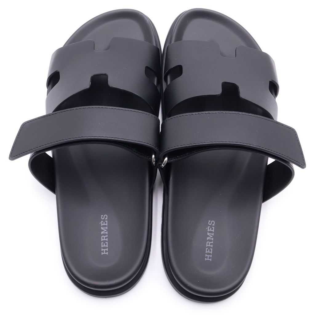 Hermes Chypre Sandals Calf Leather Black — view 4