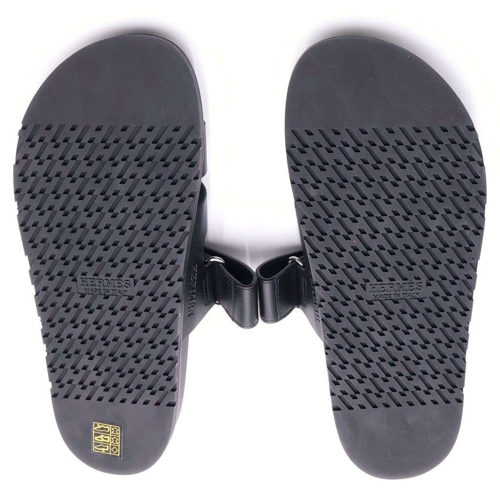 Hermes Chypre Sandals Calf Leather Black — view 5