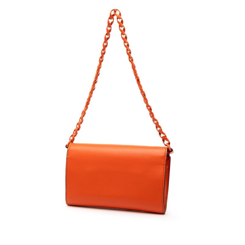 Gucci Hosbid Chain Shoulder Bag Orange Leather — view 2
