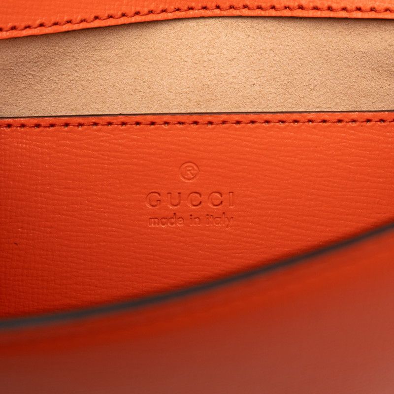 Gucci Hosbid Chain Shoulder Bag Orange Leather — view 5