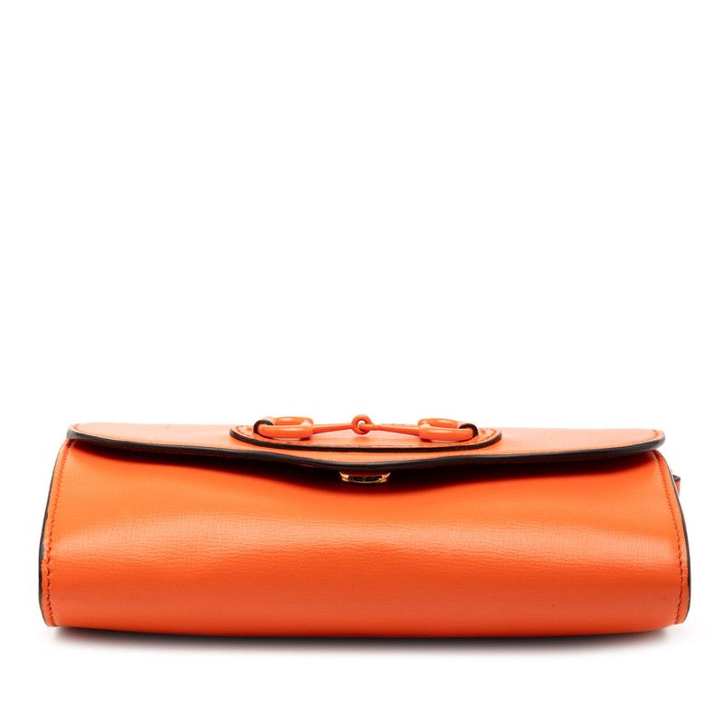 Gucci Hosbid Chain Shoulder Bag Orange Leather — view 3