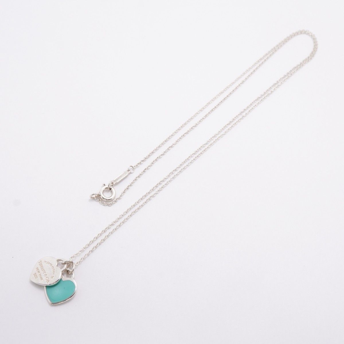 Tiffany & Co Necklace Double Return to Heart 925 Sterling Silver Blue — view 3
