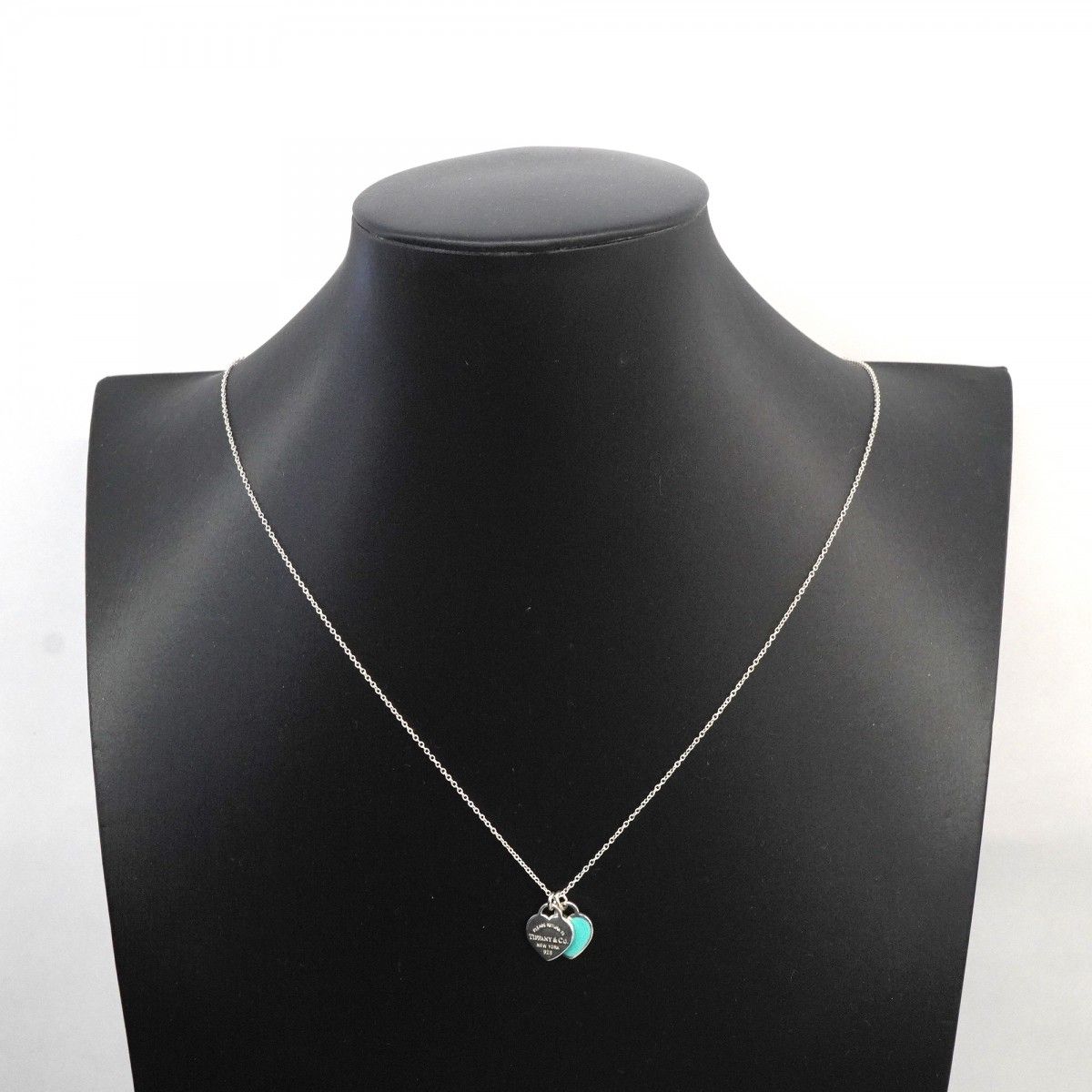 Tiffany & Co Necklace Double Return to Heart 925 Sterling Silver Blue — view 6