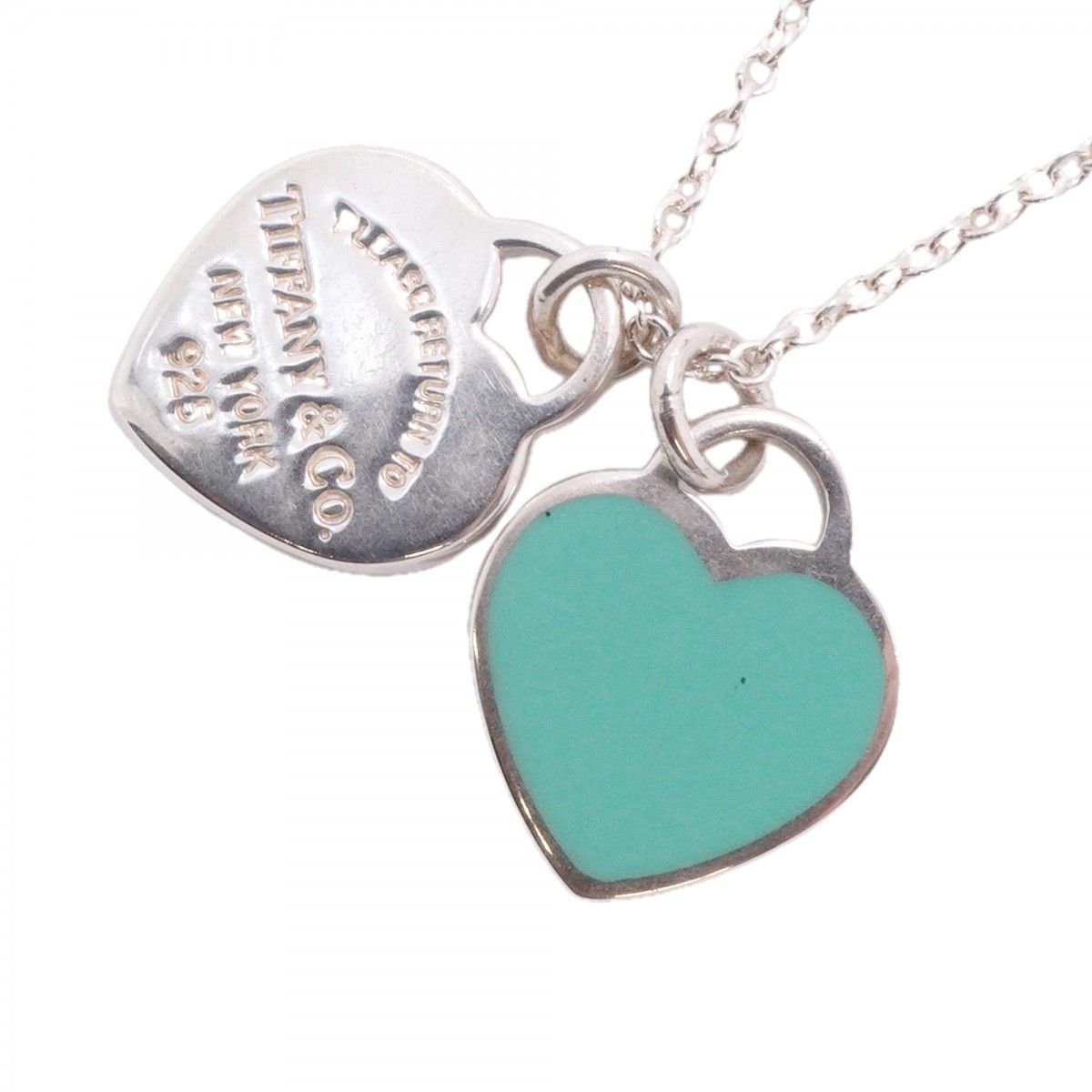 Tiffany & Co Necklace Double Return to Heart 925 Sterling Silver Blue