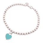 Tiffany & Co Bracelet Return to Heart Ball Chain 925 Sterling Silver Blue