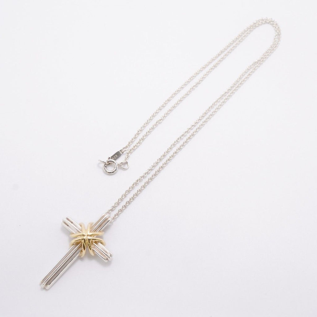 Tiffany & Co Necklace Signature Cross 18k Yellow Gold Silver — view 3