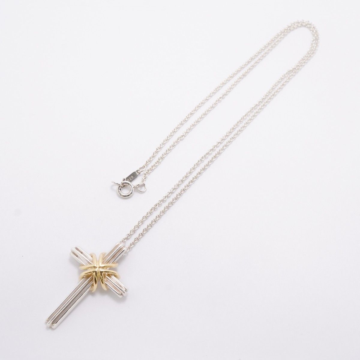 Tiffany & Co Necklace Signature Cross 18k Yellow Gold Silver — view 3