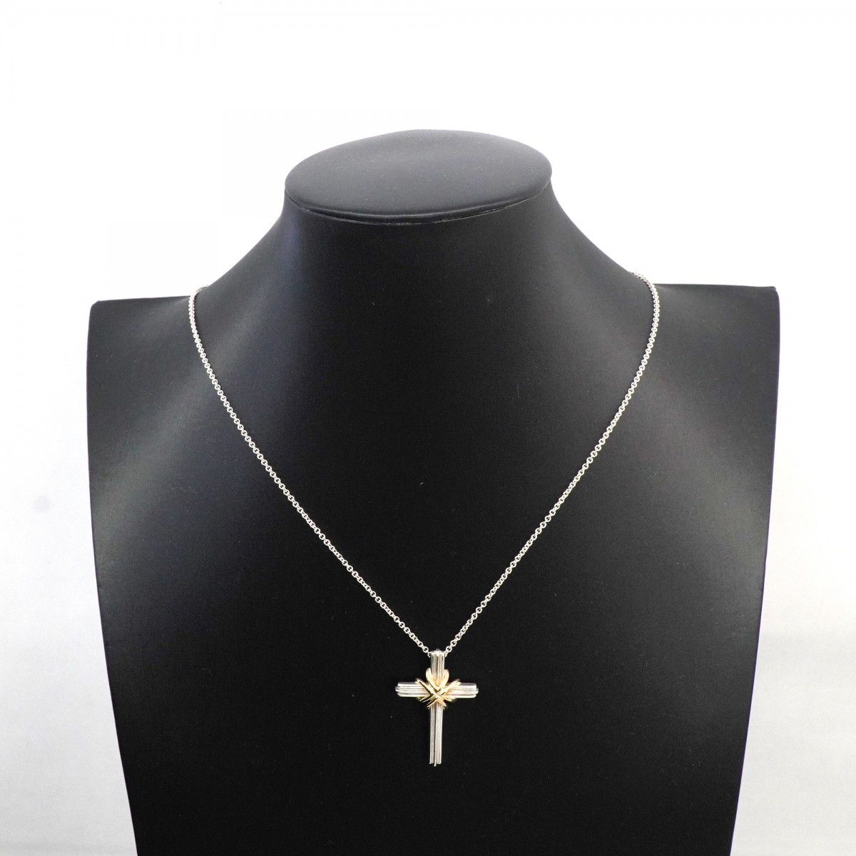 Tiffany & Co Necklace Signature Cross 18k Yellow Gold Silver — view 7