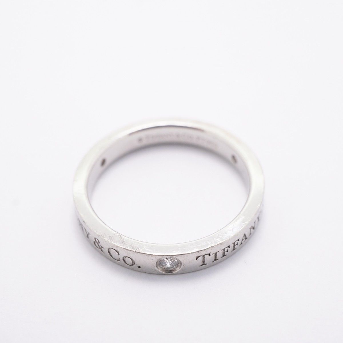 Tiffany & Co Ring Flat Band Platinum Diamond — view 3