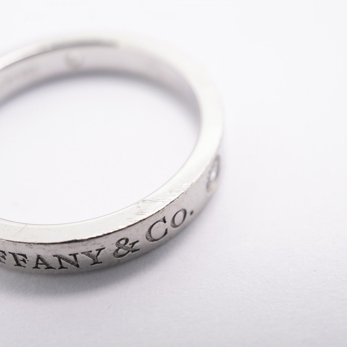 Tiffany & Co Ring Flat Band Platinum Diamond — view 9
