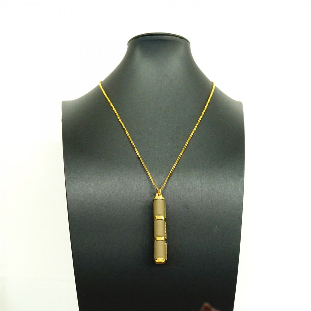 Hermes Necklace Charnier GM Gold Plated Leather Gray — view 7