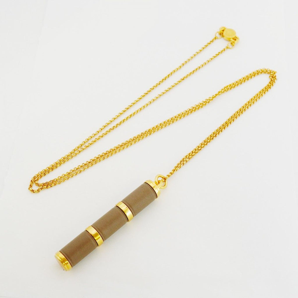 Hermes Necklace Charnier GM Gold Plated Leather Gray — view 3