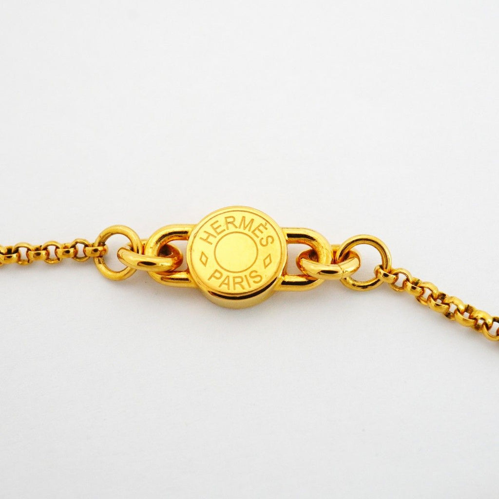 Hermes Necklace Charnier GM Gold Plated Leather Gray — view 4