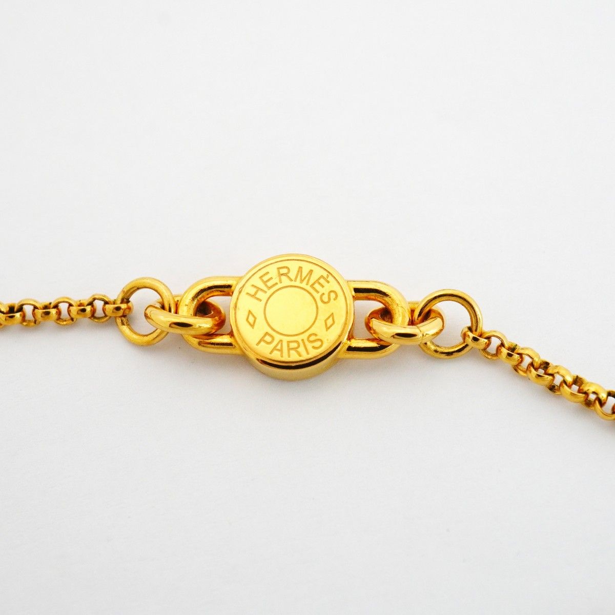 Hermes Necklace Charnier GM Gold Plated Leather Gray — view 4