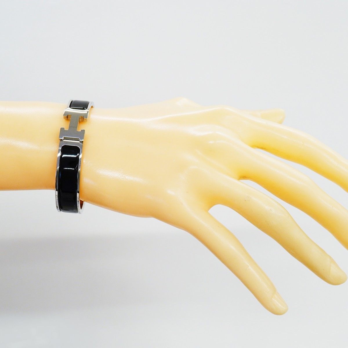 Hermes Bangle Clic Clac PM Metal Silver Black Cles Bracelet — view 7