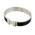 Hermes Bangle Clic Clac PM Metal Silver Black Cles Bracelet
