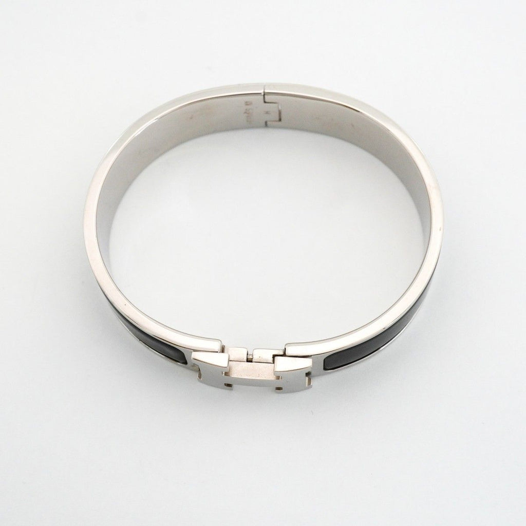Hermes Bangle Clic Clac PM Metal Silver Black Cles Bracelet — view 3