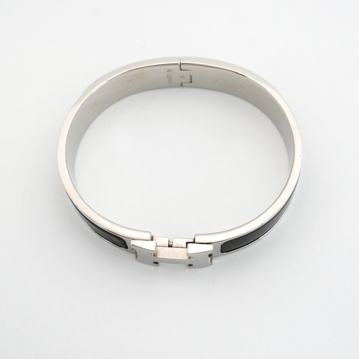 Hermes Bangle Clic Clac PM Metal Silver Black Cles Bracelet — view 3