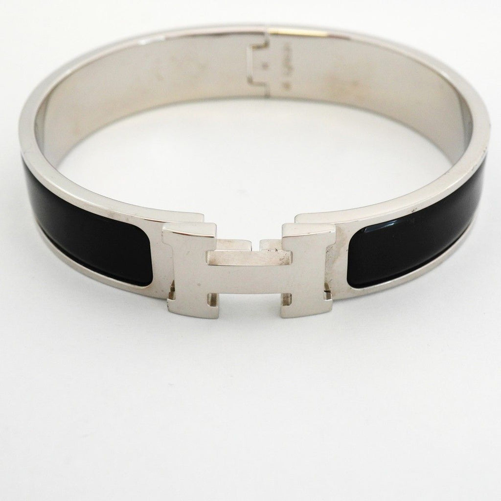 Hermes Bangle Clic Clac PM Metal Silver Black Cles Bracelet — view 4
