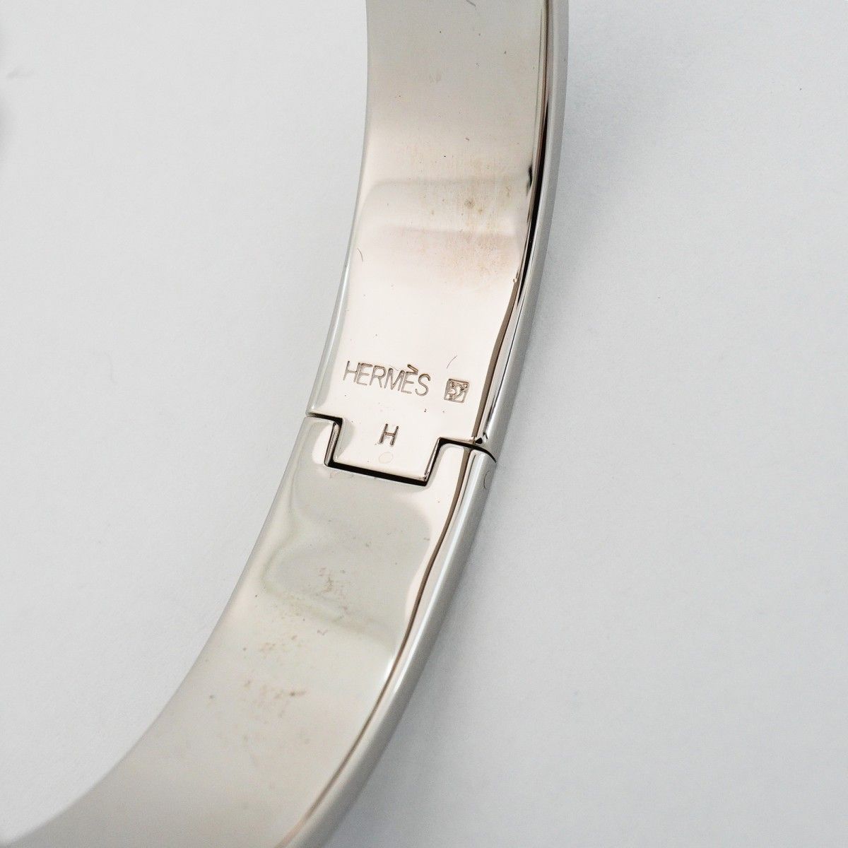 Hermes Bangle Clic Clac PM Metal Silver Black Cles Bracelet — view 6