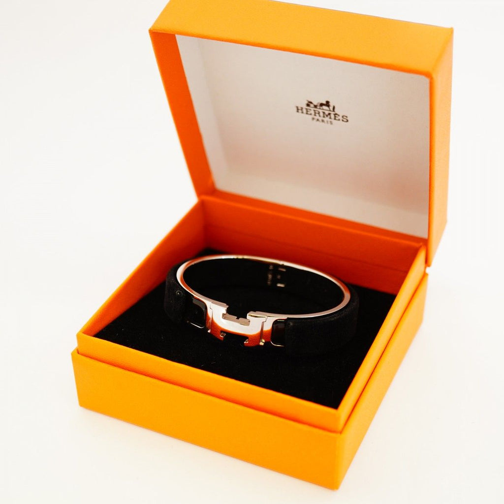 Hermes Bangle Clic Clac PM Metal Silver Black Cles Bracelet — view 8